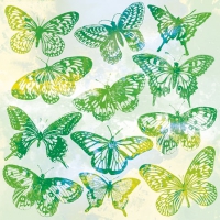 Servietten 25x25 cm - Aquarell Butterflies Green