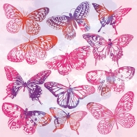 Servietten 25x25 cm - Aquarell Butterflies Pink
