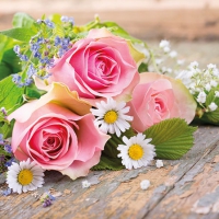 Servietten 25x25 cm - Roses Pink