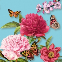 Servietten 33x33 cm - Peonien Petrol