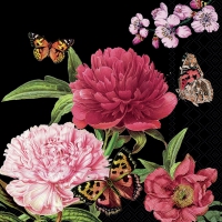 Servietten 33x33 cm - Peonien Black