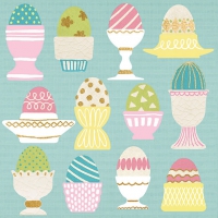 Servietten 33x33 cm - Eggs In Cups Aqua