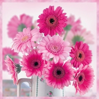Servietten 33x33 cm - Pink Gerberas