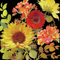 Servietten 33x33 cm - Sunny Flowers Black