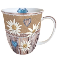 Porzellan-Tasse - Edelweiss On Wood