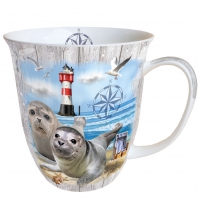 Porzellan-Tasse - Seal Couple