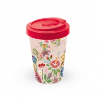 Bamboo mug To-Go - Embroidery Flowers Rose
