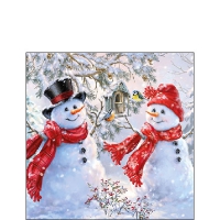 Servietten 25x25 cm - Snowmen And Birds