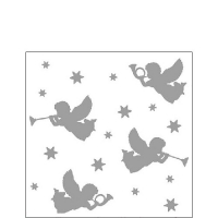Servietten 25x25 cm - Trumpet Angels Silver 