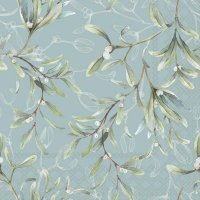 Servietten 25x25 cm - Mistletoe All Over Green