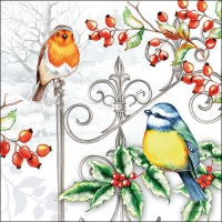 Servietten 33x33 cm - Birds & Holly