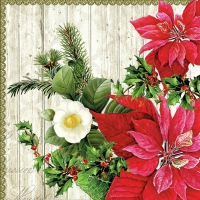 Servietten 33x33 cm - Poinsettia On Wood