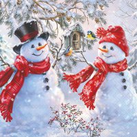 Servietten 33x33 cm - Snowmen And Birds