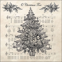 Servietten 33x33 cm - O Christmas Tree Black