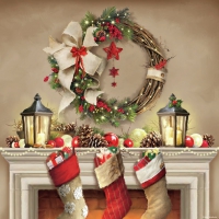 Servietten 33x33 cm - Wreath and Socks