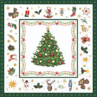 Servietten 33x33 cm - Christmas Evergreen White