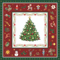 Servietten 33x33 cm - Christmas Evergreen Red