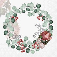 Servietten 33x33 cm - Wreath of Eucalyptus Grey