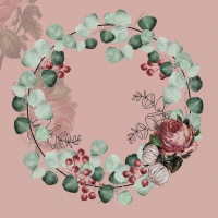 Servietten 33x33 cm - Wreath of Eucalyptus Terracotta