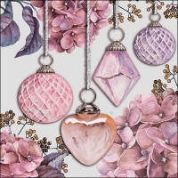 Servietten 33x33 cm - Hanging Baubles Rose