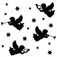 Servietten 33x33 cm - Trumpet Angels Black