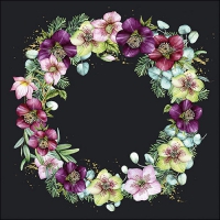 Servietten 33x33 cm - Christmas Rose Black