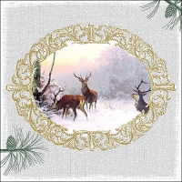 Servietten 33x33 cm - Elegant Deers Grey