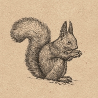 Servietten 33x33 cm - Recycled Etching Squirrel