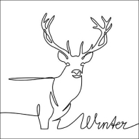 Servietten 33x33 cm - Deer Drawing Black