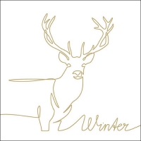 Servietten 33x33 cm - Deer Drawing Gold