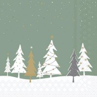 Servietten 33x33 cm - Midnight Trees Green