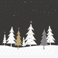 Servietten 33x33 cm - Midnight Trees Black