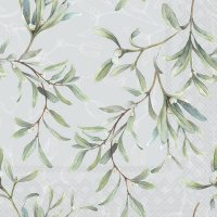 Servietten 33x33 cm - Mistletoe All Over Grey