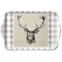Tablett - Checked Stag Head Brown