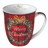 Porzellan-Tasse - Christmas Plaid Red
