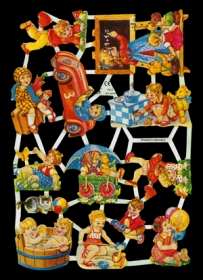 Glanzbilder - Kinder mit rotem Auto Glanzbilder - Kinder mit rotem Auto