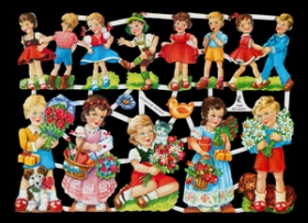 Glanzbilder - Kinder mit Blumen