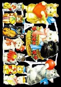 Glanzbilder - menschliche Katzen  50er J.