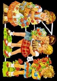 Glanzbilder - 4 Kinder  50er Jahre