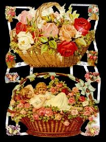 Glanzbilder - 2 Blumenkörbe 