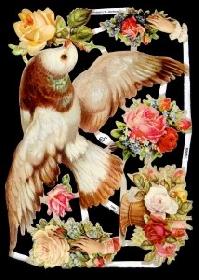 Glanzbilder - große Taube mit Blumen