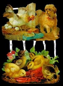 Glanzbilder - Hund mit Küken