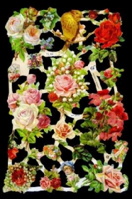 Glanzbilder mit Silber-Glimmer - verschiedene Rosen und Blumen