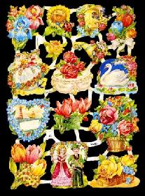 Glanzbilder - Blumen mit Herzmotiven