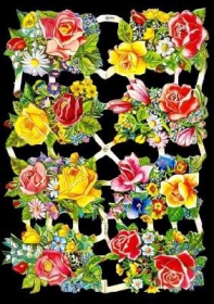 Glanzbilder mit Silber-Glimmer - verschiedene Rosen