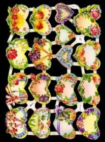 Glanzbilder mit Silber-Glimmer - 17 Blumenherzen