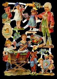 Glanzbilder - Kinder in barokken Kleidern