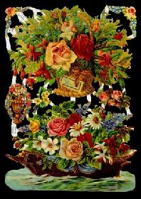 Glanzbilder - 2 Blumenkörbe 