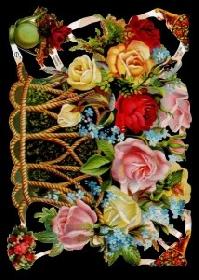 Glanzbilder - großer Rosenkorb