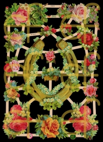 Glanzbilder mit Silber-Glimmer - Hufeisen mit Rosen